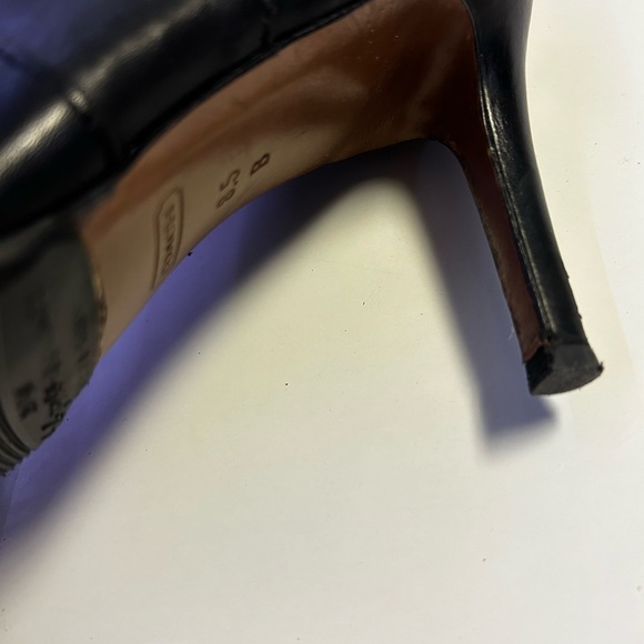 COACH Susette Black Leather Boots Stiletto Heels Womens 8.5 Like New - Picture 9 of 16